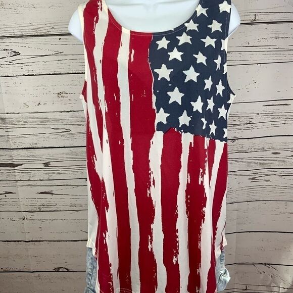 American Flag Print Patriotic Tank Top Plus Size - Picture 13 of 15